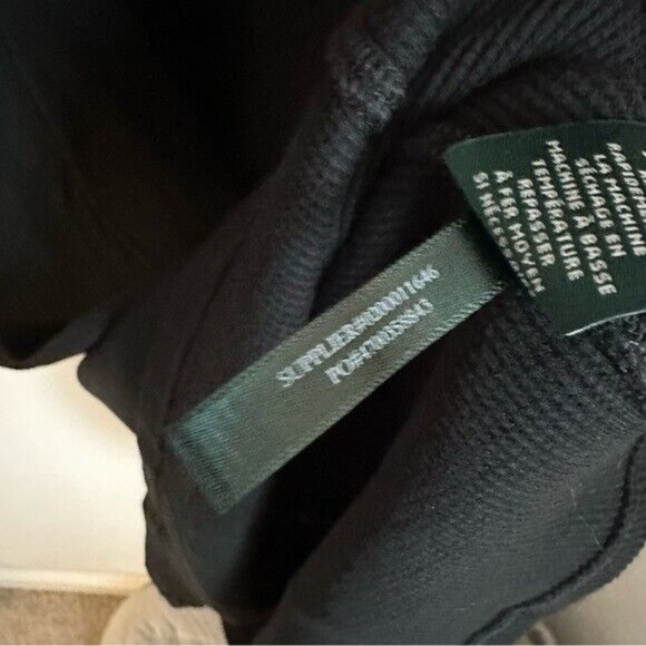 Lauren Ralph Lauren Black Thermal Waffle Knit Long Sleeves Shirt Dress Size XL - Picture 9 of 9